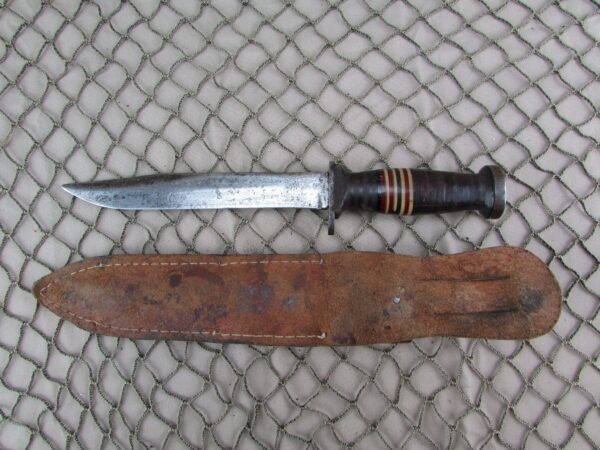 WW2 Aerial Fighting Knife w/ Leather Sheath - Image 2