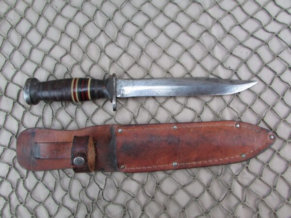 WW2 Aerial Fighting Knife w/ Leather Sheath